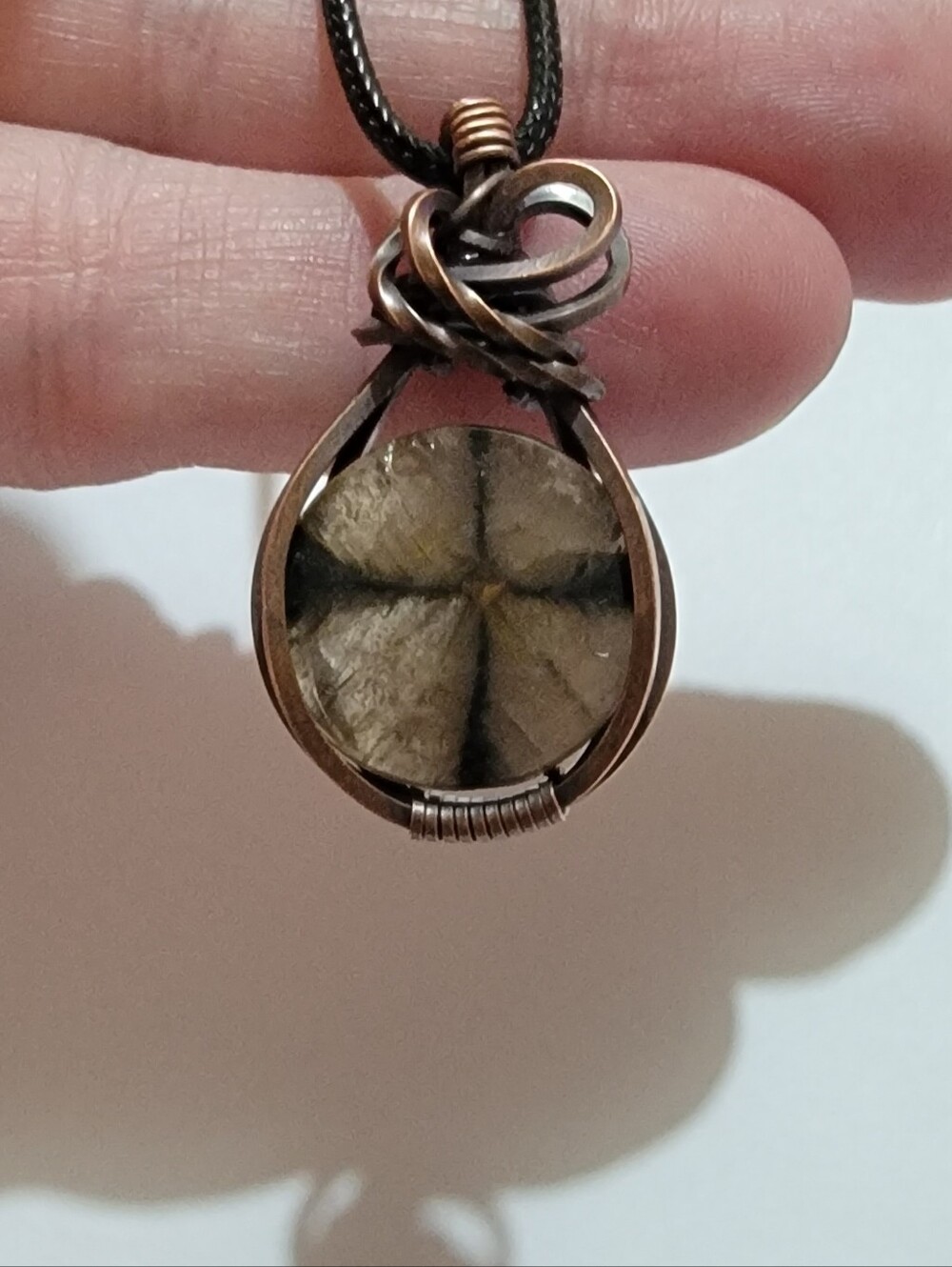 Chiastolite Cross Stone Pendant Necklace